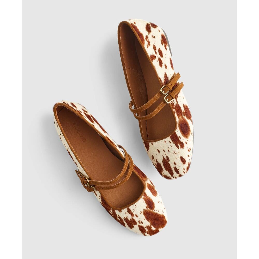 Madewell The Greta Double Strap Ballet Flat Russet Multi Cow Hair Mary Jane 7 - Picture 2 of 12